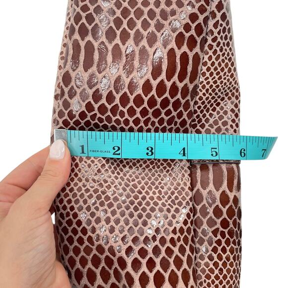 GILI NEW Brown Genuine Leather Textured Croc Reptile Fringe Shoulder Bag Purse - Picture 7 of 13